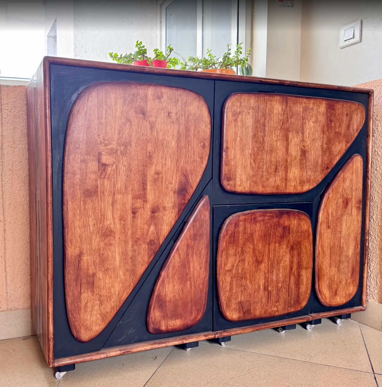 Bespoke shoe rack by Druvtara Studio, in Raja Majumder's home